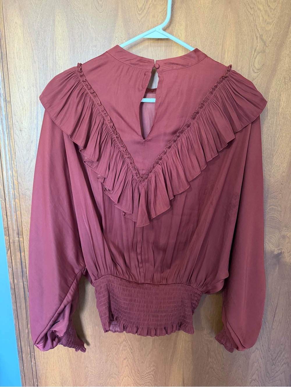 Rust Ruffle Smocked Top - Picture 2 of 3
